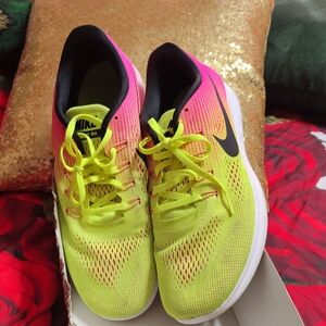 Nike Women's Vibrant Yellow and Pink Athletic Shoes
